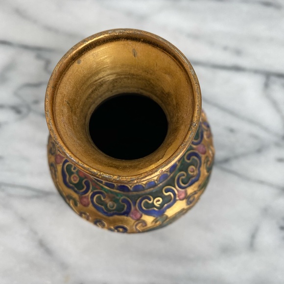 Vintage Brass and Cloisonné Vase - Picture 3 of 8